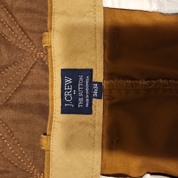 J.Crew Mens 34 X 34 Melted Caramel The Sutton Pants Flat Front Tapered Chino's - Picture 6 of 6